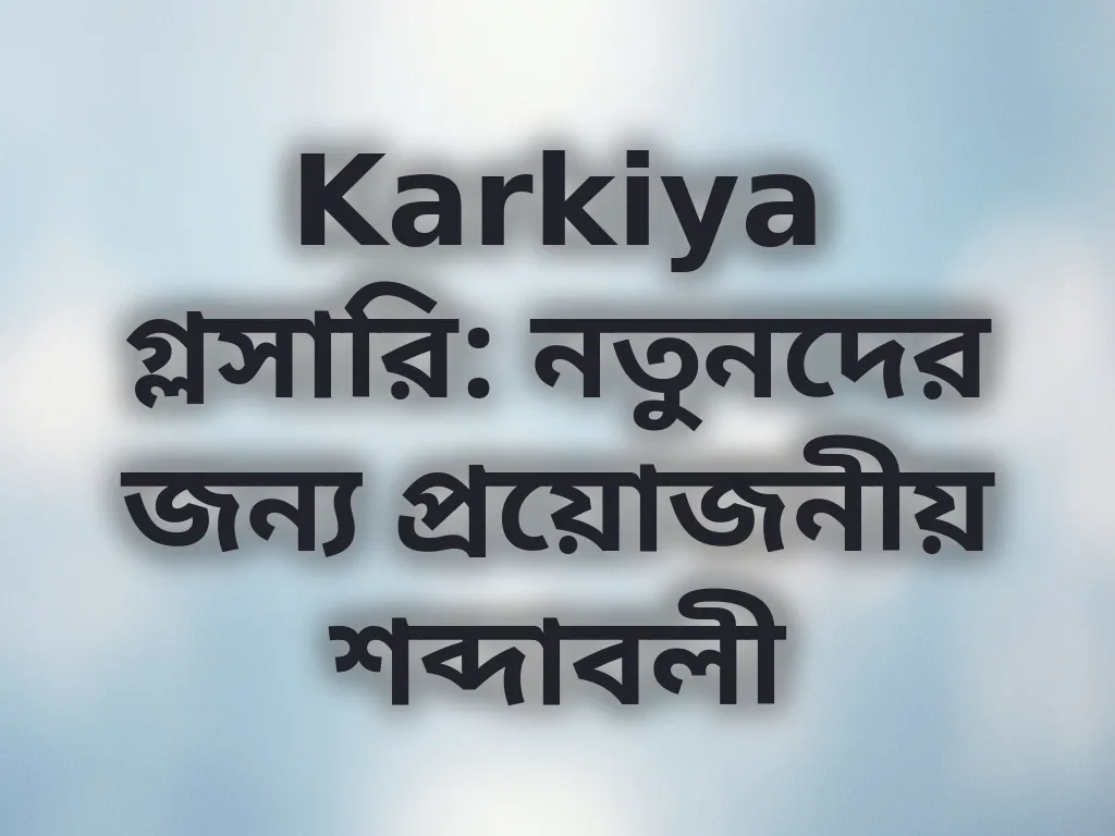 Karkiya গ্লসারি: নতুনদের জন্য প্রয়োজনীয় শব্দাবলী
